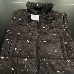 Blu Pepper Black Puffer Vest with White Dot & X Print